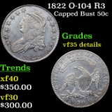1822 O-104 R3 Capped Bust Half Dollar 50c Graded vf35 details
