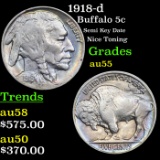 1918-d Buffalo Nickel 5c Grades Choice AU