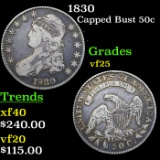 1830 Capped Bust Half Dollar 50c Grades vf+
