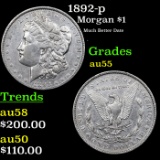 1892-p Morgan Dollar $1 Grades Choice AU