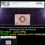 PCGS US Fractional Currency 10c 2nd Issue fr-1244 Washington W/o Surcharge Graded au53 PPQ By PCGS