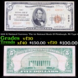 1929 $5 National Currency 'The 1st National Bank Of Pittsburgh, PA' Type 1 Grades vf++