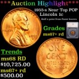 ***Auction Highlight*** 1955-s Near Top POP Lincoln Cent 1c Graded ms67+ rd By SEGS (fc)