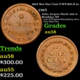 1863 Not One Cent F-NY-095-E-1a Civil War Token 1c Grades Choice AU/BU Slider