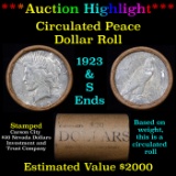 ***Auction Highlight*** Full solid Date Peace silver dollar roll, 20 coin 1923 & 'S' Ends (fc)