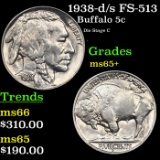 1938-d/s FS-513 Buffalo Nickel 5c Grades GEM+ Unc