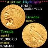 ***Auction Highlight*** 1915-p Gold Indian Quarter Eagle $2 1/2 Grades Select Unc (fc)