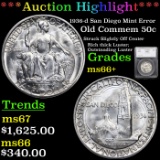 ***Auction Highlight*** 1936-d San Diego Mint Error Old Commem Half Dollar 50c Graded ms66+ By SEGS