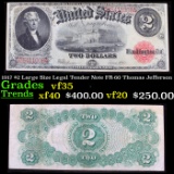 1917 $2 Large Size Legal Tender Note FR-60 Thomas Jefferson Grades vf++