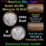 ***Auction Highlight***  AU/BU Slider Brinks Shotgun Morgan $1 Roll 1886 & S Ends Virtually UNC (fc)