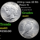 1934-p vam 1D R5 Peace Dollar $1 Grades Select Unc