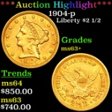 ***Auction Highlight*** 1904-p Gold Liberty Quarter Eagle $2 1/2 Grades Select+ Unc (fc)