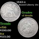 1843-o Seated Liberty Quarter 25c Grades vf details