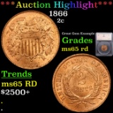 ***Auction Highlight*** 1866 Two Cent Piece 2c Graded ms65 rd By SEGS (fc)