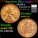 ***Auction Highlight*** 1924-s Lincoln Cent 1c Graded ms64 rb By SEGS (fc)