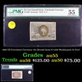 1863 US Fractional Currency 25c Second Issue fr-1283 Washington In Oval Graded au55 By PMG