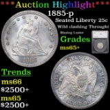 ***Auction Highlight*** 1885-p Seated Liberty Quarter 25c Graded ms65+ By SEGS (fc)