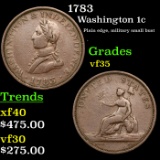 1783 Washington cent 1c PE, Small Bust Grades VF
