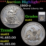 ***Auction Highlight*** 1860-o Seated Half Dollar 50c Graded ms62 By SEGS (fc)