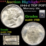 ***Auction Highlight*** 1944-d TOP POP! Mercury Dime 10c Graded ms68+ FSB By SEGS (fc)
