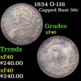 1834 O-116 Capped Bust Half Dollar 50c Grades xf