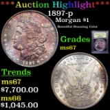 ***Auction Highlight*** 1897-p Morgan Dollar $1 Graded GEM++ Unc By USCG (fc)