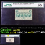 1863 US Fractional Currency 50¢ First Issue Fr-1310 Washington W/ Monigram Graded au58 By PMG