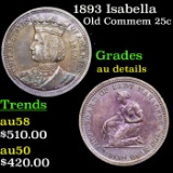 1893 Isabella Isabella Quarter 25c Grades AU Details