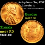 1942-p Near Top POP Lincoln Cent 1c Grades GEM++ Unc RD