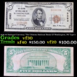 1929 $5 National Currency 'The Citizens National Bank Of Washington, PA' Type 1 Grades vf++