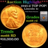 ***Auction Highlight*** 1945-d TOP POP! Lincoln Cent 1c Graded ms68 rd By SEGS (fc)