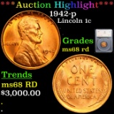 ***Auction Highlight*** 1942-p Lincoln Cent 1c Graded ms68 rd By SEGS (fc)