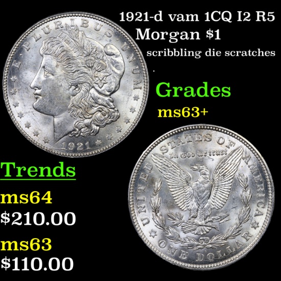 1921-d vam 1CQ I2 R5 Morgan Dollar $1 Grades Select+ Unc
