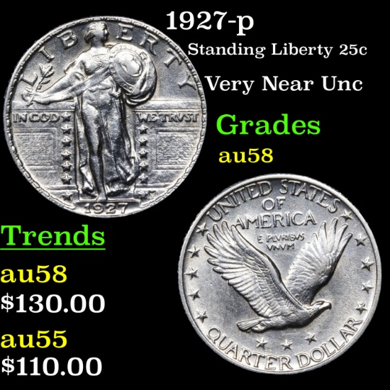 1927-p Standing Liberty Quarter 25c Grades Choice AU/BU Slider