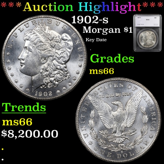 ***Auction Highlight*** 1902-s Morgan Dollar $1 Graded ms66 By SEGS (fc)