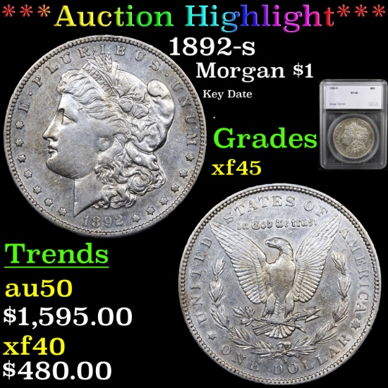 ***Auction Highlight*** 1892-s Morgan Dollar $1 Graded xf45 By SEGS (fc)