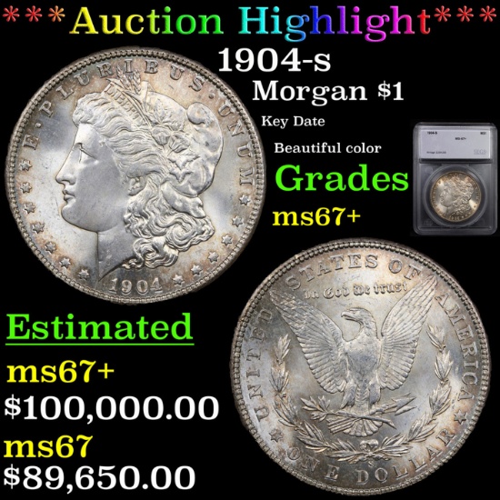 ***Auction Highlight*** 1904-s Morgan Dollar 1 Graded ms67+ By SEGS (fc)