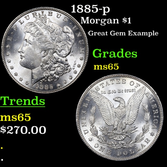 1885-p Morgan Dollar $1 Grades GEM Unc