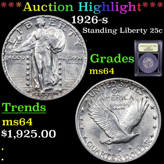 ***Auction Highlight*** 1926-s Standing Liberty Quarter 25c Graded Choice Unc By USCG (fc)