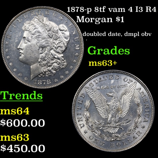 1878-p 8tf vam 4 I3 R4 Morgan Dollar $1 Grades Select+ Unc