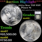 ***Auction Highlight*** 1922-p Near TOP POP! Peace Dollar $1 Graded ms66+ By SEGS (fc)