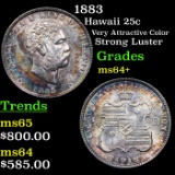 1883 Hawaii Quarter 25c Grades Choice+ Unc