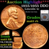 ***Auction Highlight*** 1955/1955 DDO Lincoln Cent 1c Graded ms63 rb By SEGS (fc)