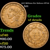 1837 Millions For Defence HT-46 Hard Times Token 1c Grades xf details