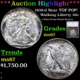 ***Auction Highlight*** 1939-d Near TOP POP! Walking Liberty Half Dollar 50c Graded ms67 By SEGS (fc