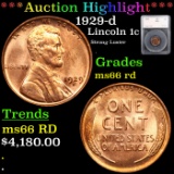 ***Auction Highlight*** 1929-d Lincoln Cent 1c Graded ms66 rd By SEGS (fc)