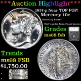 ***Auction Highlight*** 1937-p Near TOP POP! Mercury Dime 10c Graded ms68 fsb By SEGS (fc)