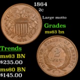 1864 Two Cent Piece 2c Grades Select Unc BN