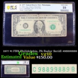 PCGS 1977 $1 FRN Philidelphia, PA Radar Serial #98899889 Graded vg10 By PCGS