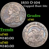 1833 O-104 Capped Bust Half Dollar 50c Grades xf